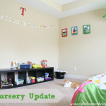 frugal thrifty nursery montessori ikea colorful spray paint krylon banner