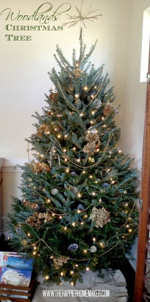 woodlands rustic christmas tree hydrangea pine cones